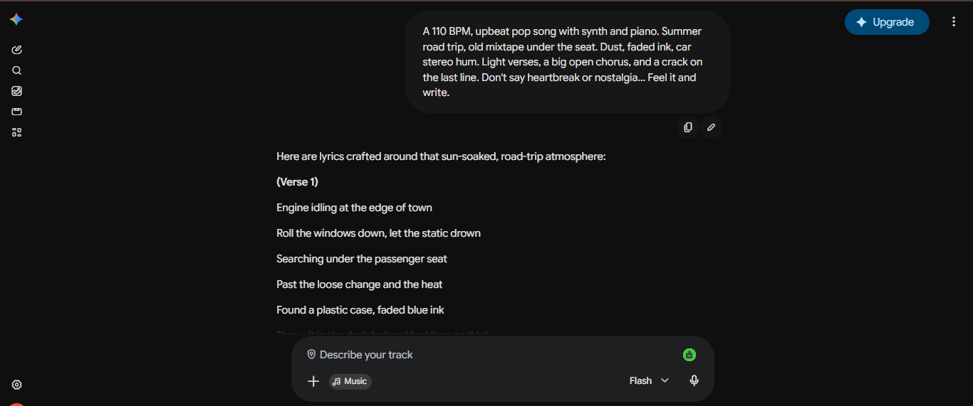 Gemini Lyria 3 lyrics