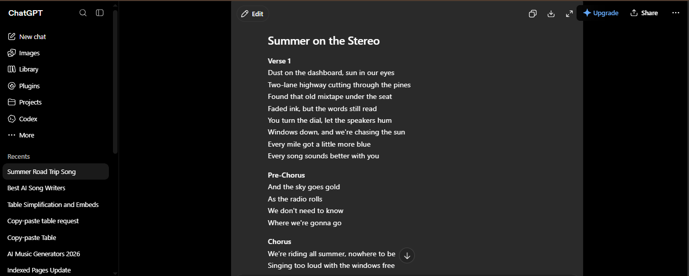 Chatgpt lyrics