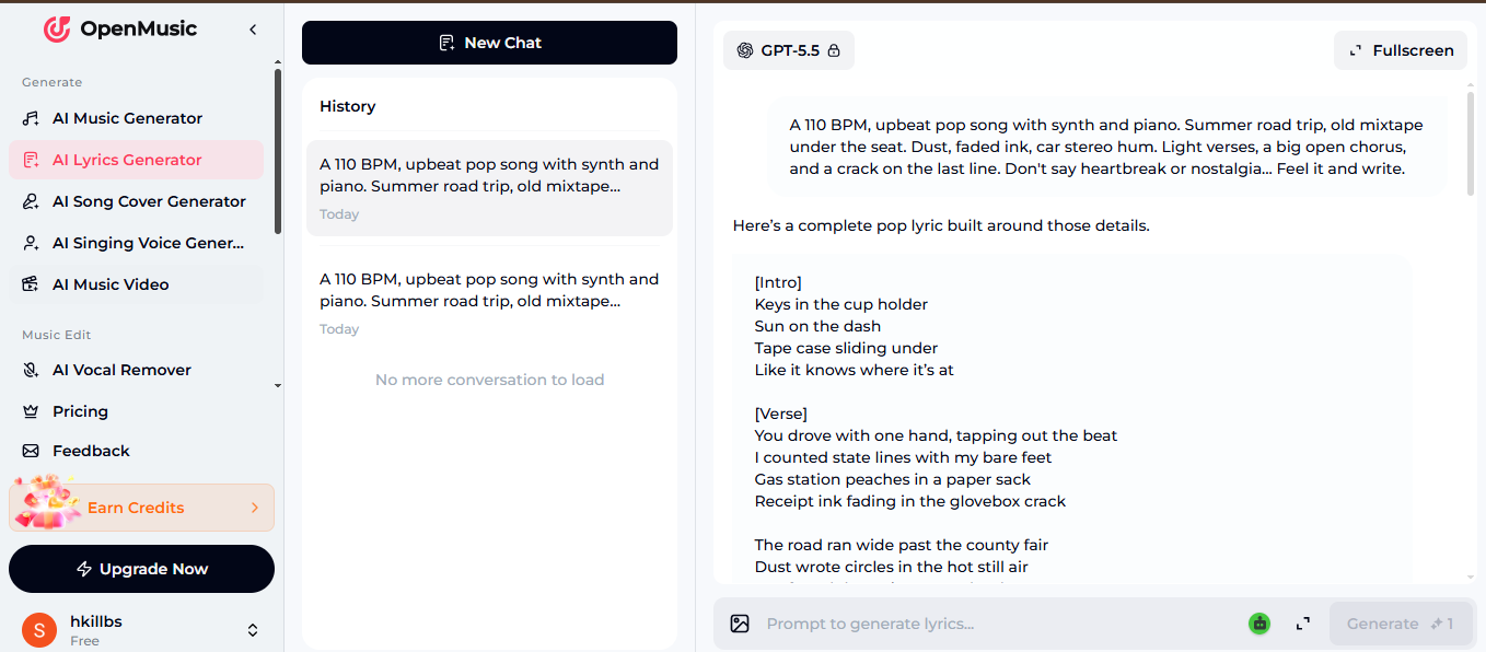 Openmusic lyrics