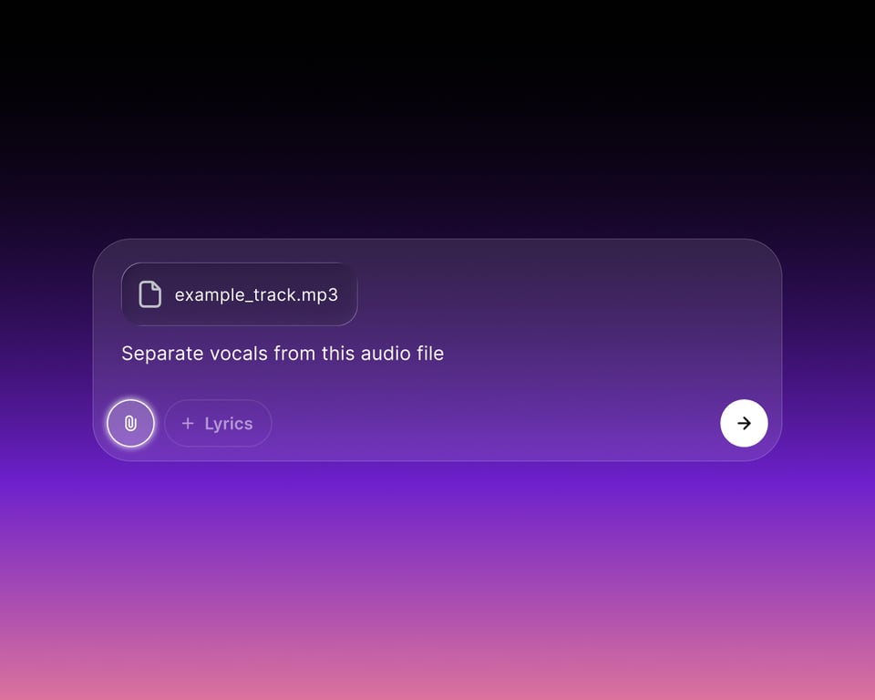 Show MusicGPT AI Stem Splitter with prompt for extracting stems