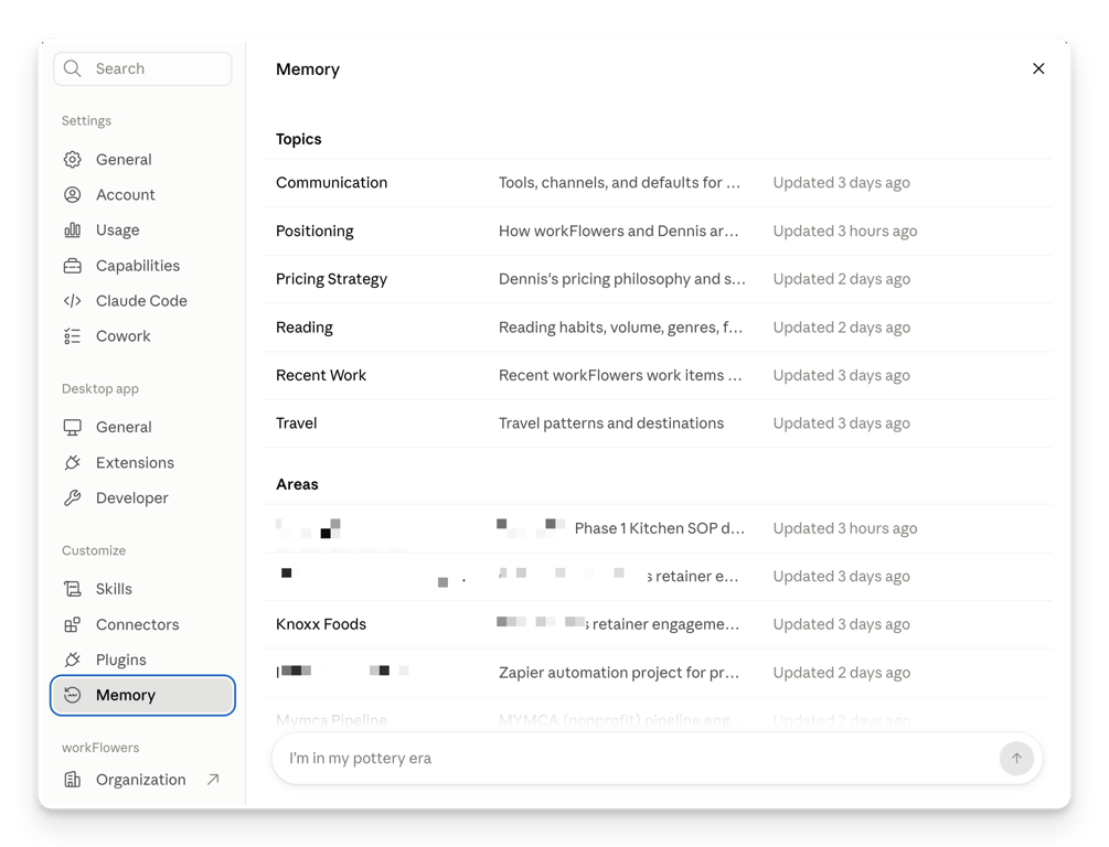 After: an indexed architecture organised around topics, areas, and people