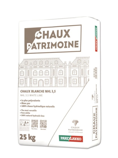 Sac de 25 kg de chaux hydraulique blanche Chaux Patrimoine.