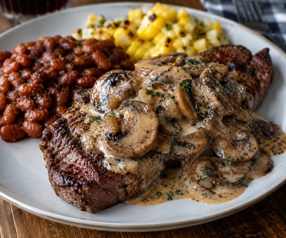Easy Mushroom Sauce for Steak with Cream and Onion Jam