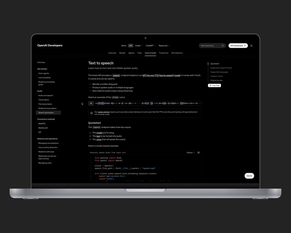 OpenAI TTS API