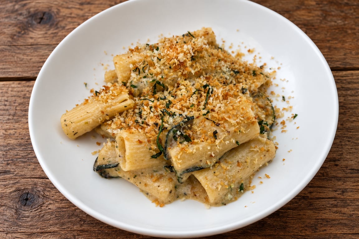 Creamy Zucchini Pasta with Crispy Breadcrumbs