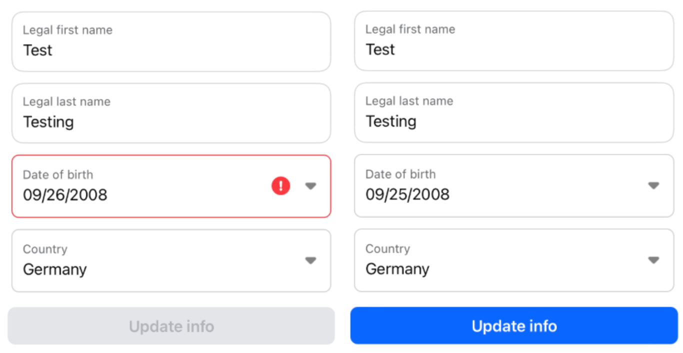 Figure 14: Facebook Stars’ onboarding form, showing self-input field and automated block for under 18s [accessed: 25 September 2026] 
