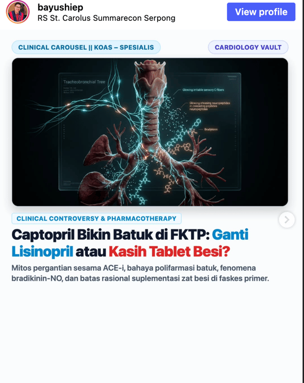 Captopril Bikin Batuk di FKTP: Ganti Lisinopril atau Kasih Tablet Besi?