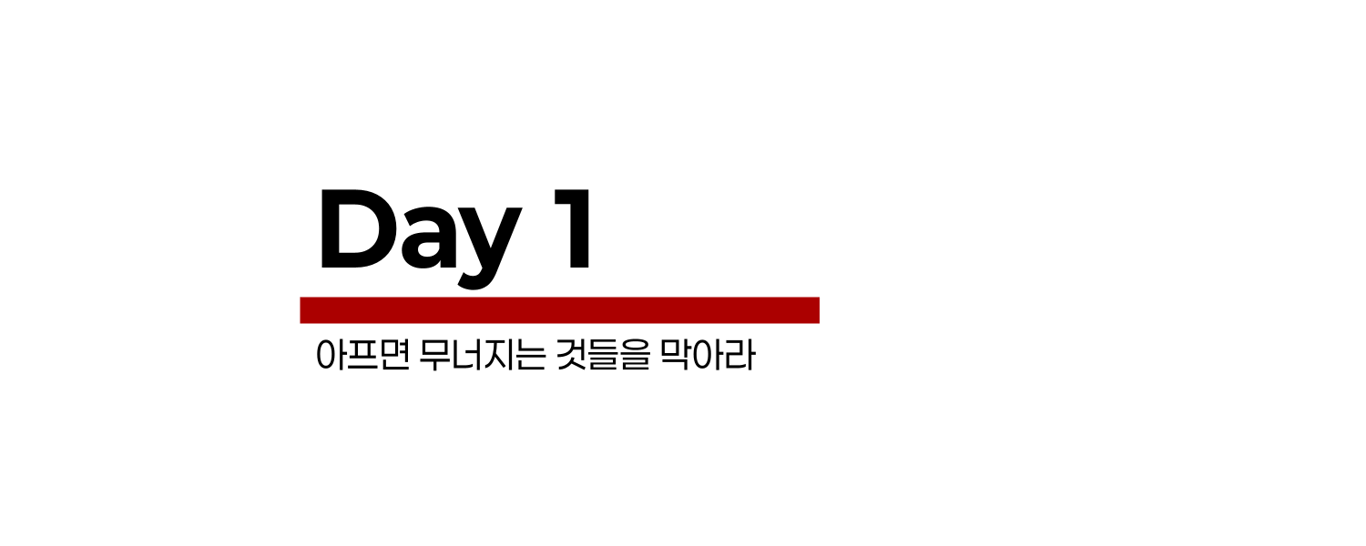 Day 1 · 아프면 무너지는 것들을 막아라