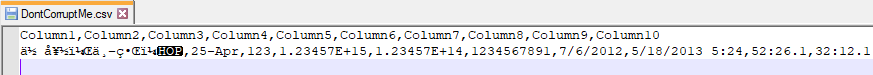 The CSV file after being saved by Excel using the save format 'CSV UTF-8 (Comma delimited) (.csv)'