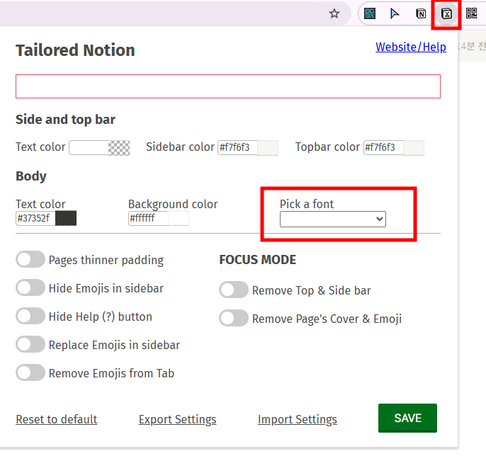 크롬 웹스토어 - Tailored Notion 확장 프로그램