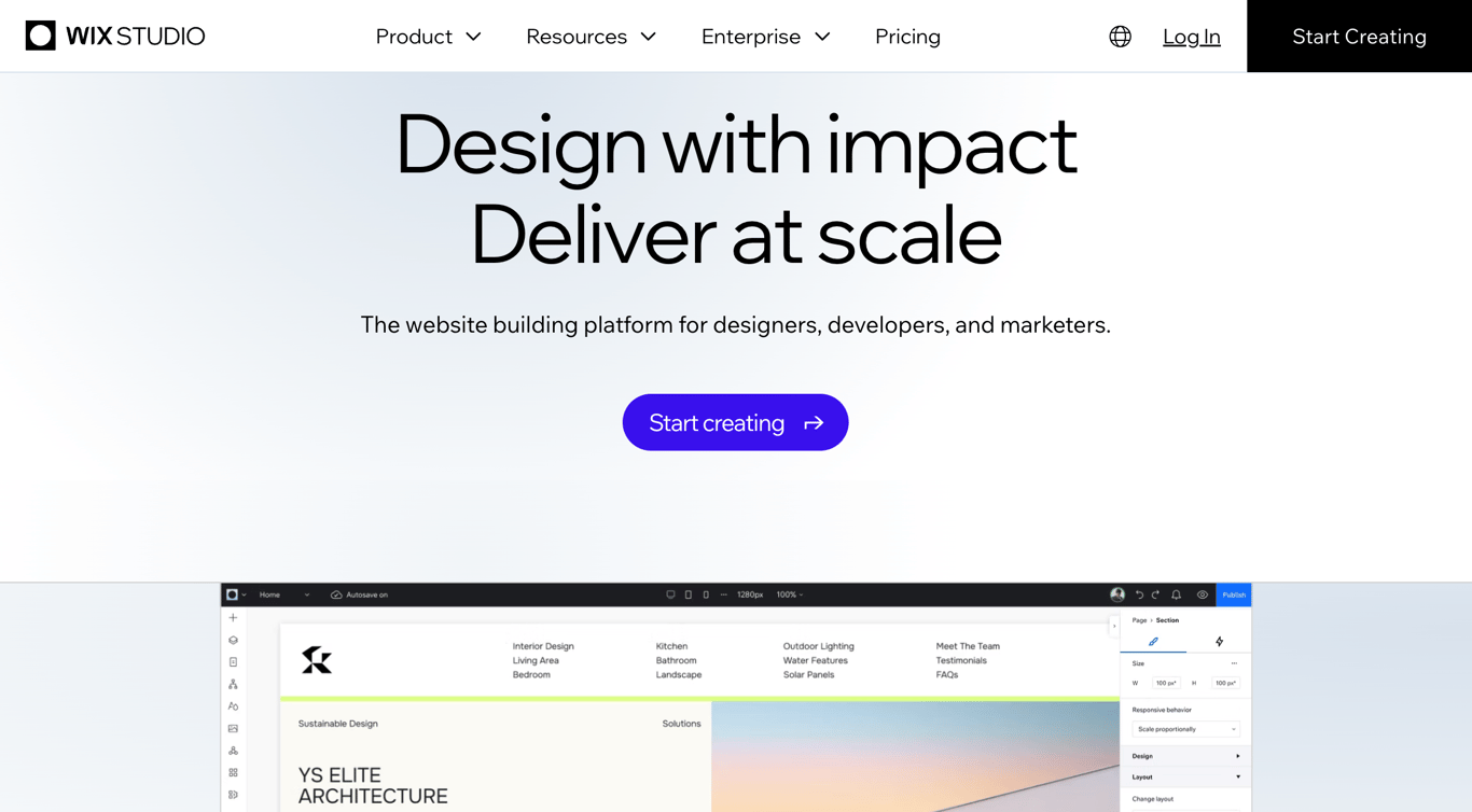 Wix Studio website builder