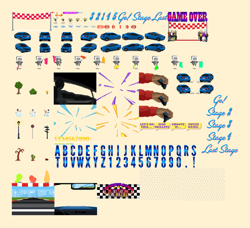 Samples of pixel art used in the game 