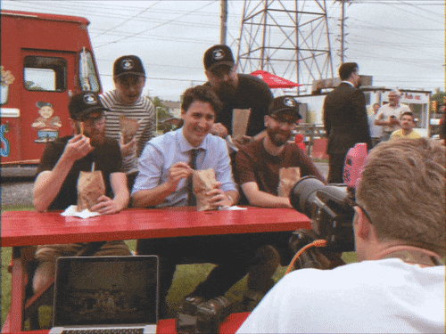 The fry friends and Justin Trudeau pose for photographer Matt Barnes 