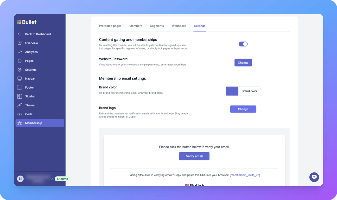 Bullet’s Membership feature