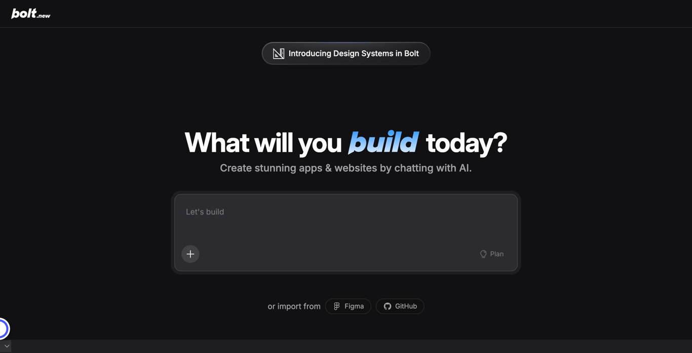 Bolt.new-AI coding environment interface
