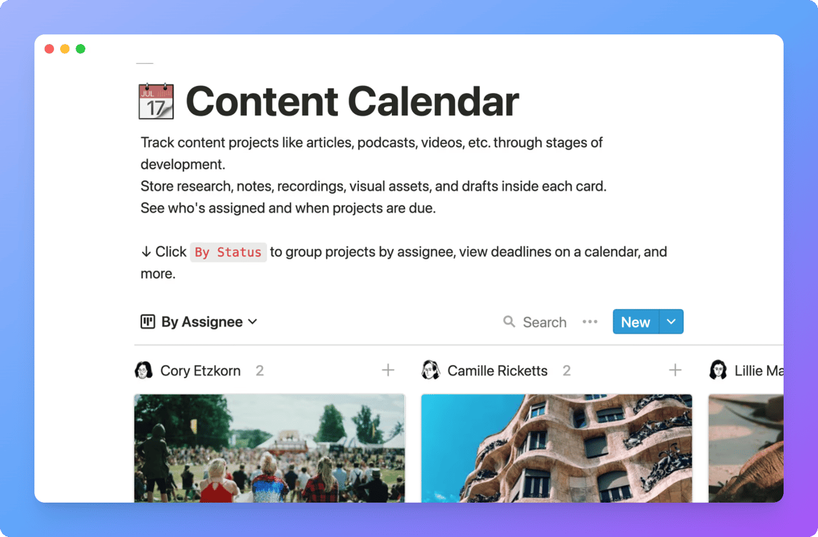 Content Calendar Notion template