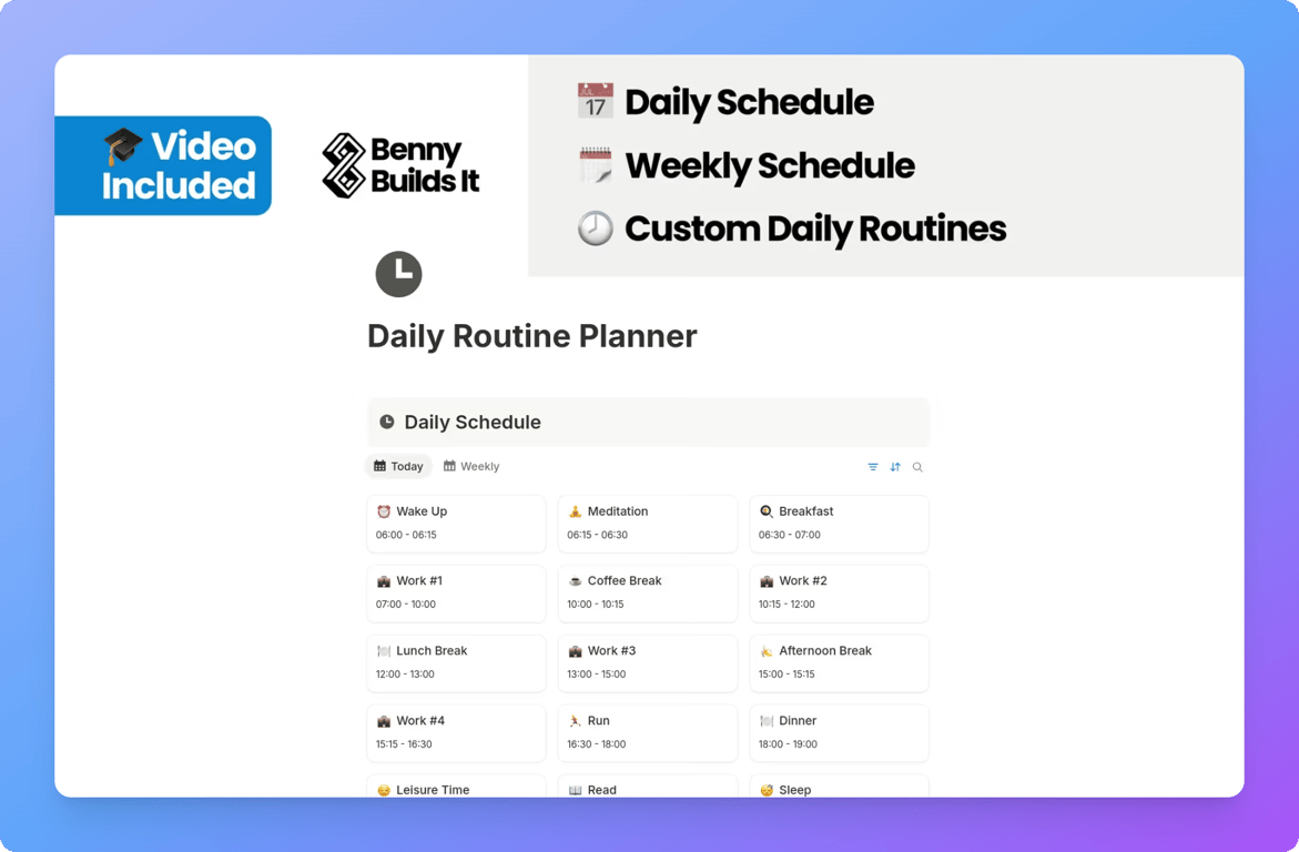 Benny Builds It routine planner