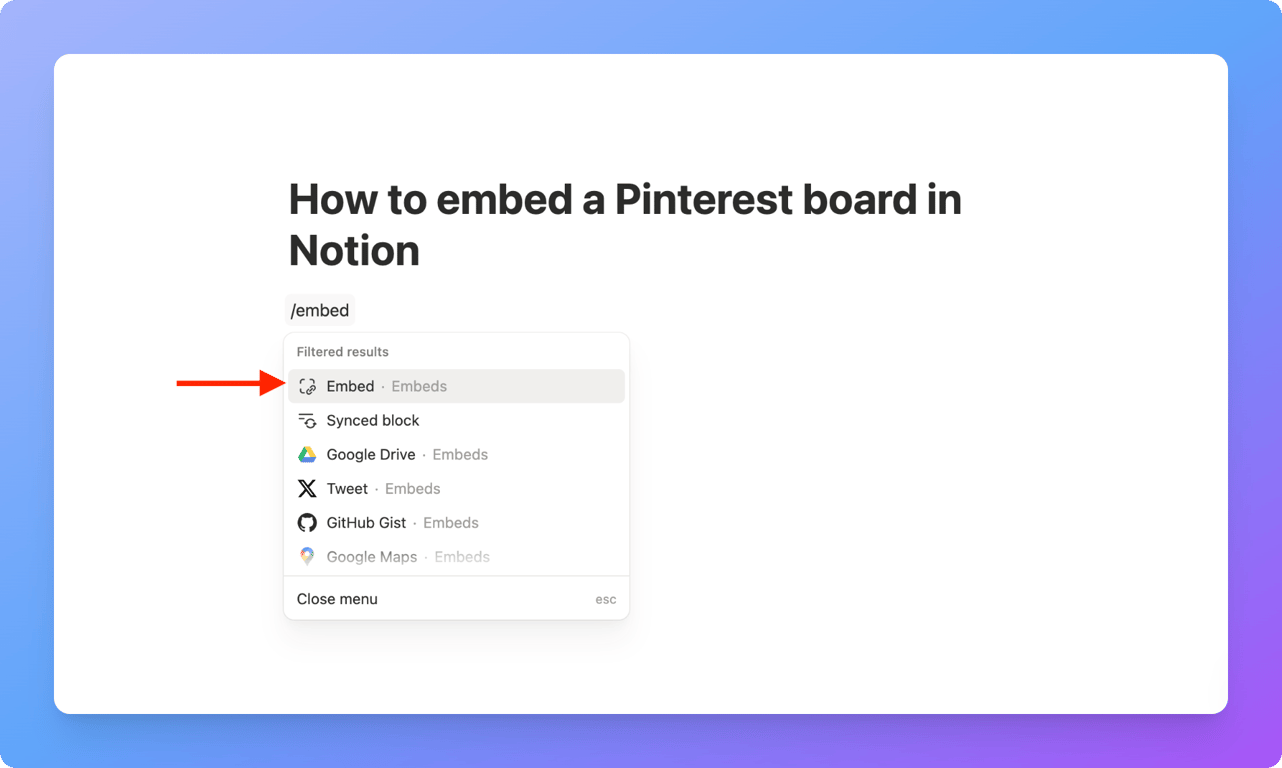 Notion embed block interface