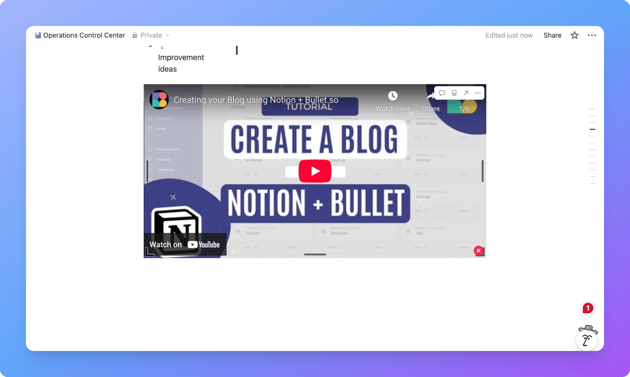 Resizing an embedded YouTube video inside a Notion page
