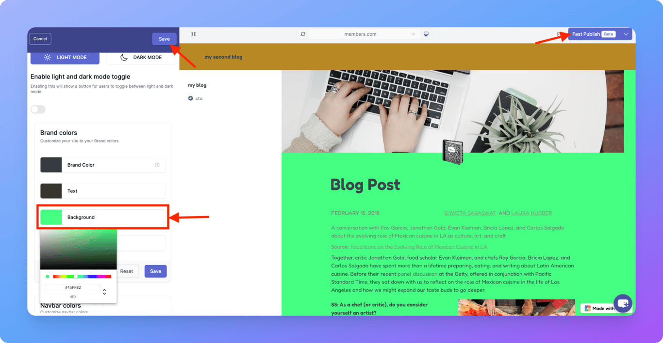 Notion page with full background color in Bullet.so