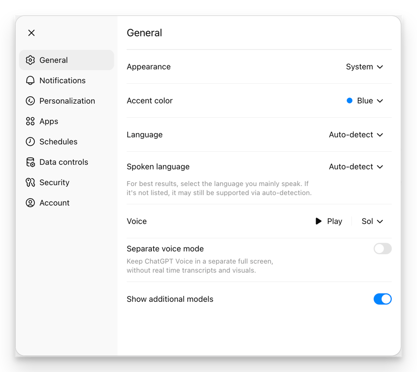 ChatGPT’s settings don’t even have a usage section, as far as I can tell