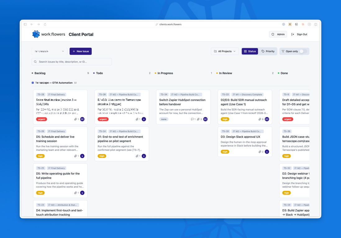 Our client portal, built with Lovable