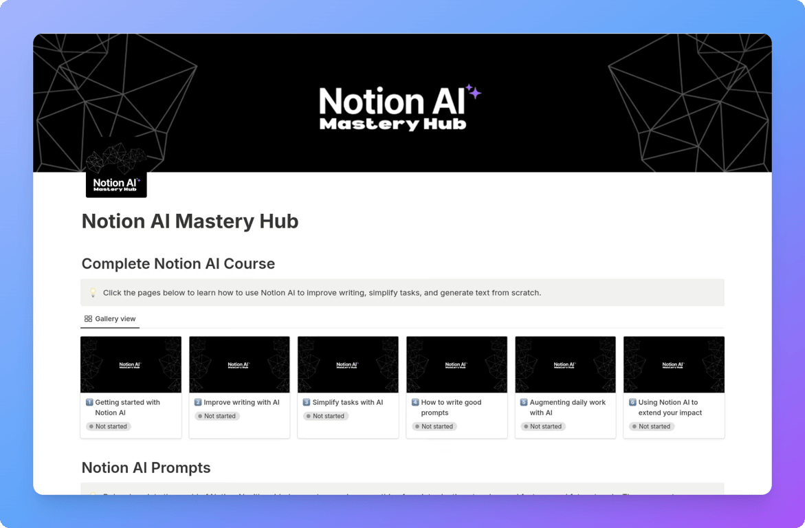 Notion AI Mastery Hub learning