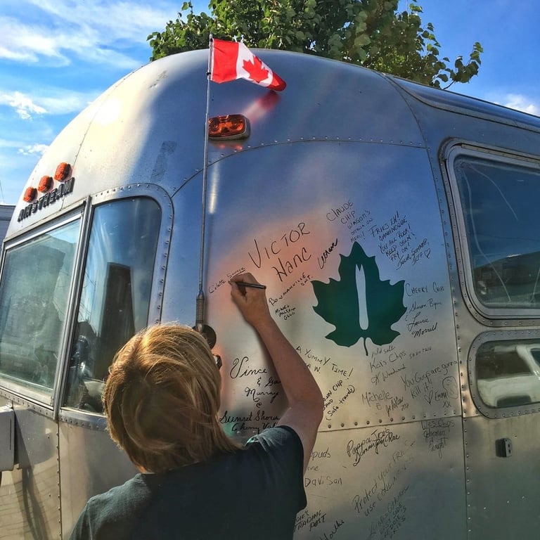 Chip stand vendors were encouraged to sign our vintage ‘74 Airstream 