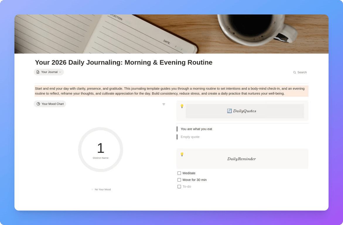 Notion journaling mood tracker