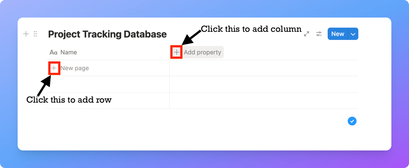 Notion database showing added columns and rows