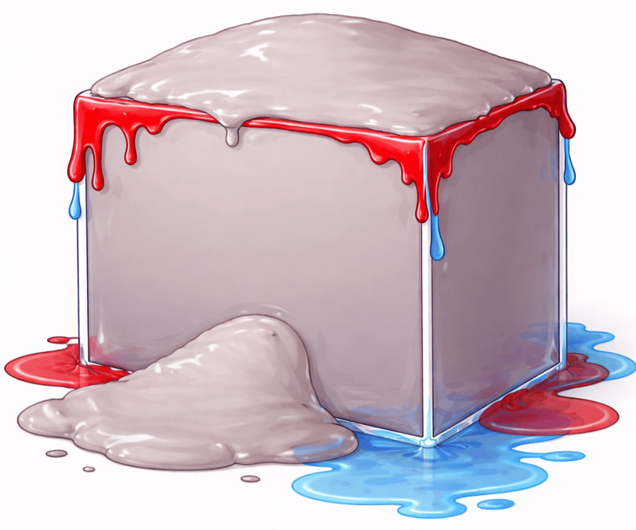 
When the cube can’t accommodate any more, the inner contents bulge and start forcing their way out of the cube itself.

