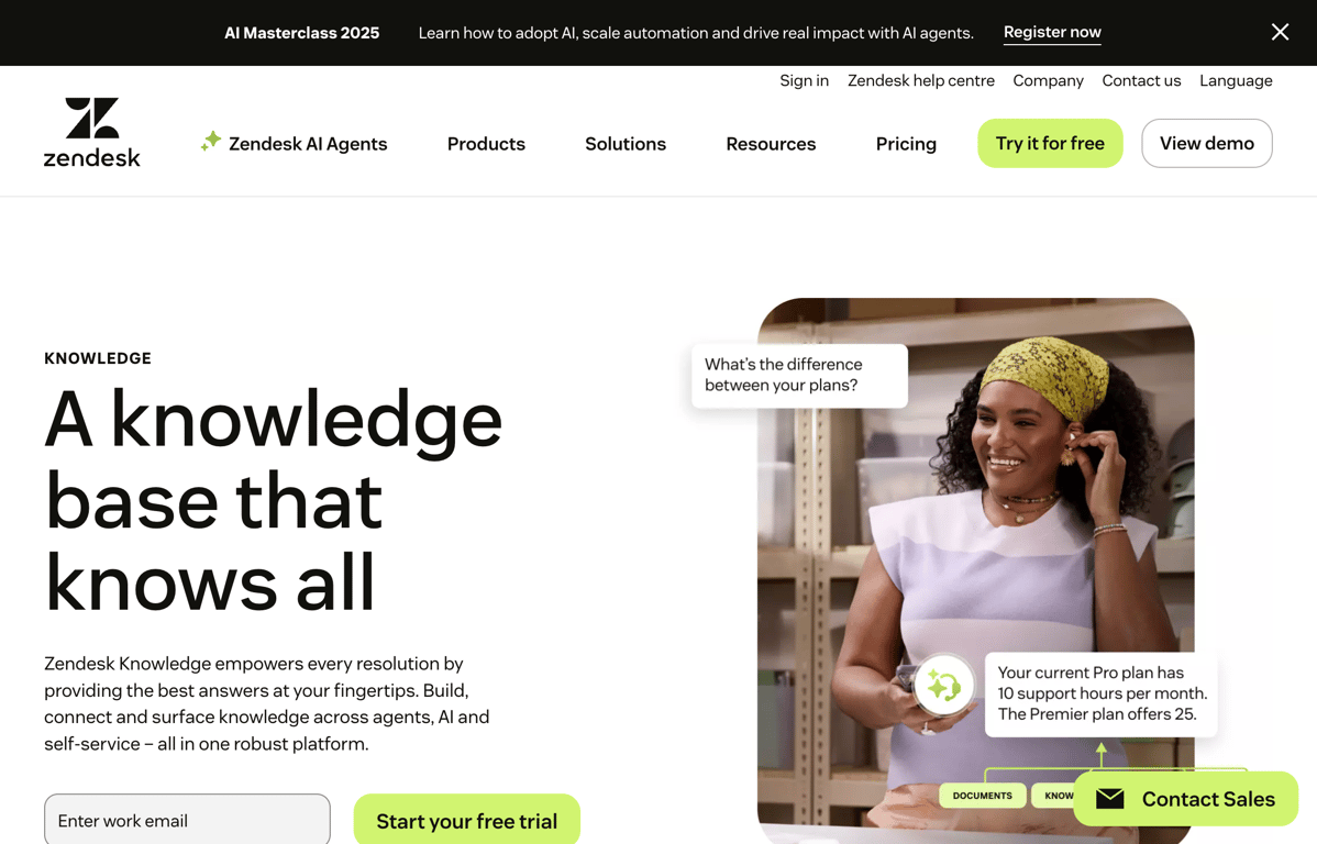 Zendesk AI help center