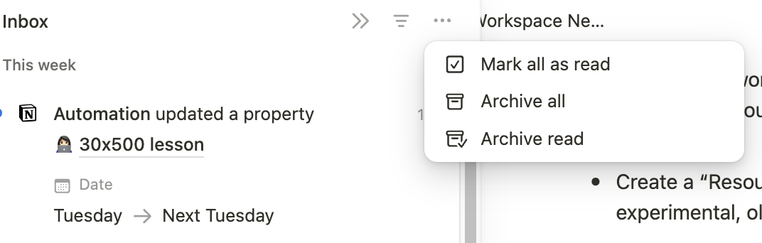 This is what it looks like if you want to “Mark all as read”