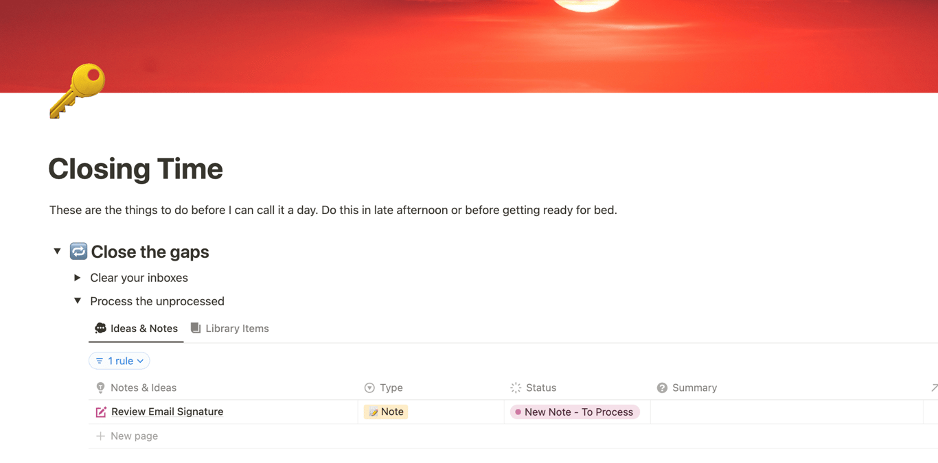 Before I get there, I also try to empty all my email inboxes (I move things into notes, then process those)