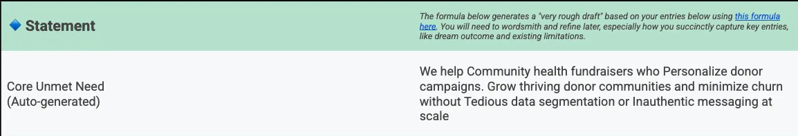 Note this statement is automatically generated by your inputs below, so fill the below out first.