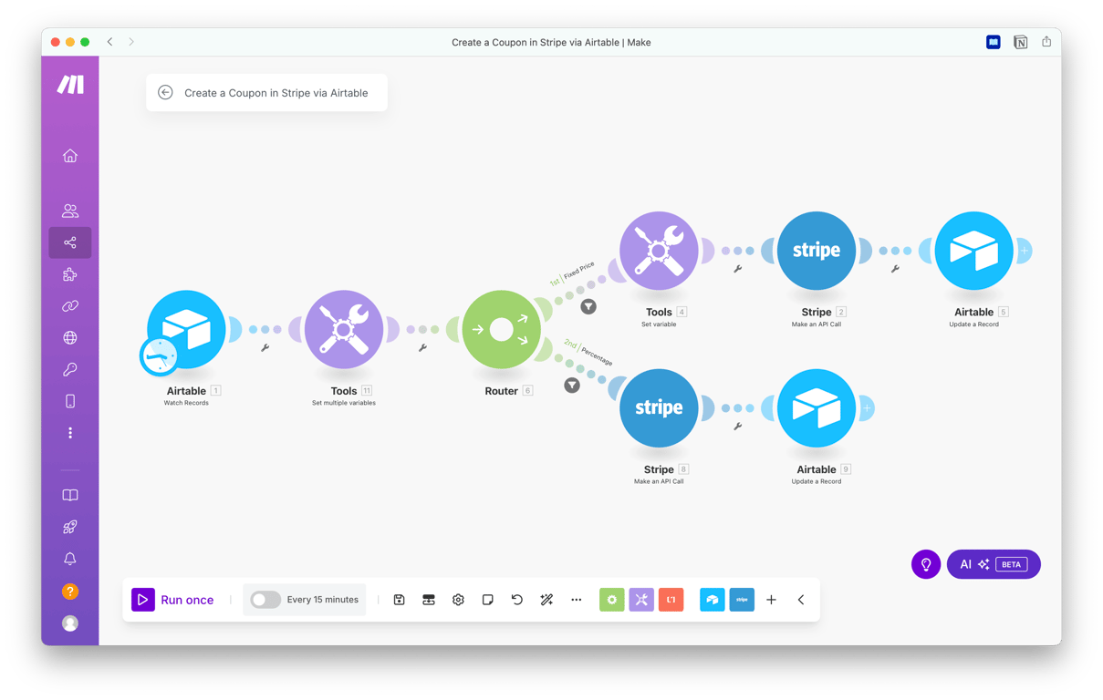 Creation of Stripe Coupons in Make.com via API Calls