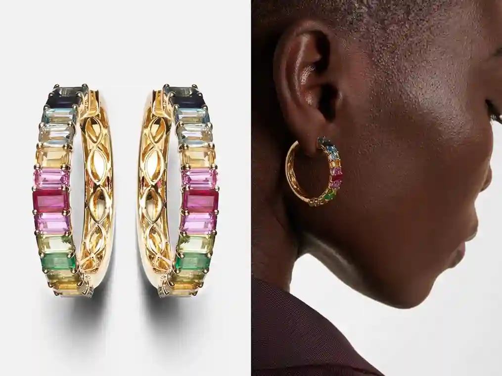 Rainbow Eternity 18kt 골드 이어링