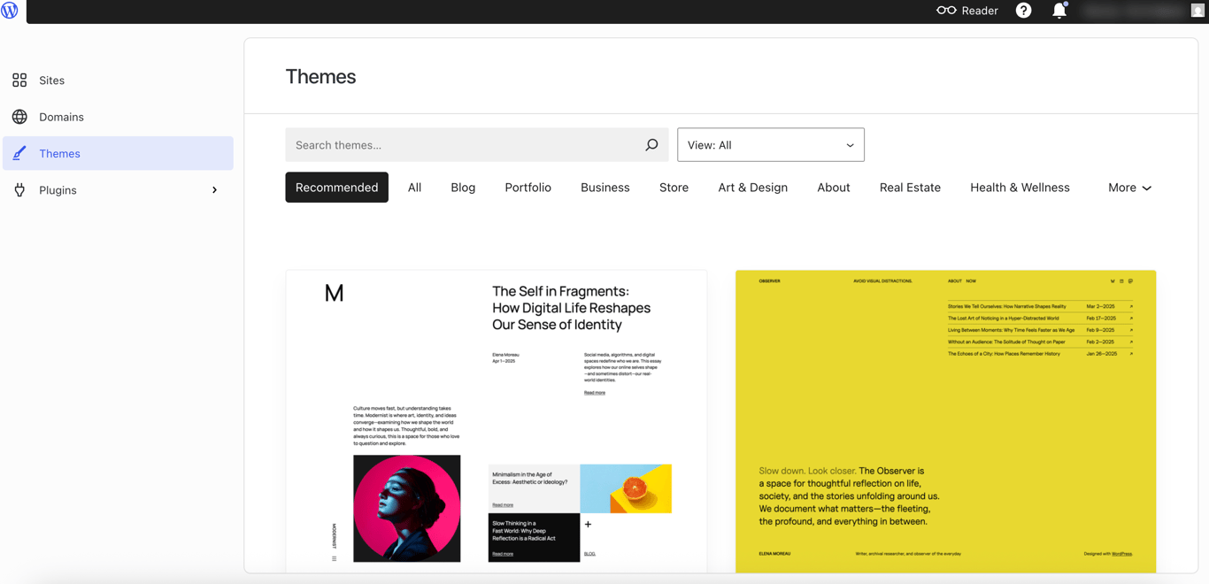 Wordpress Dashboard