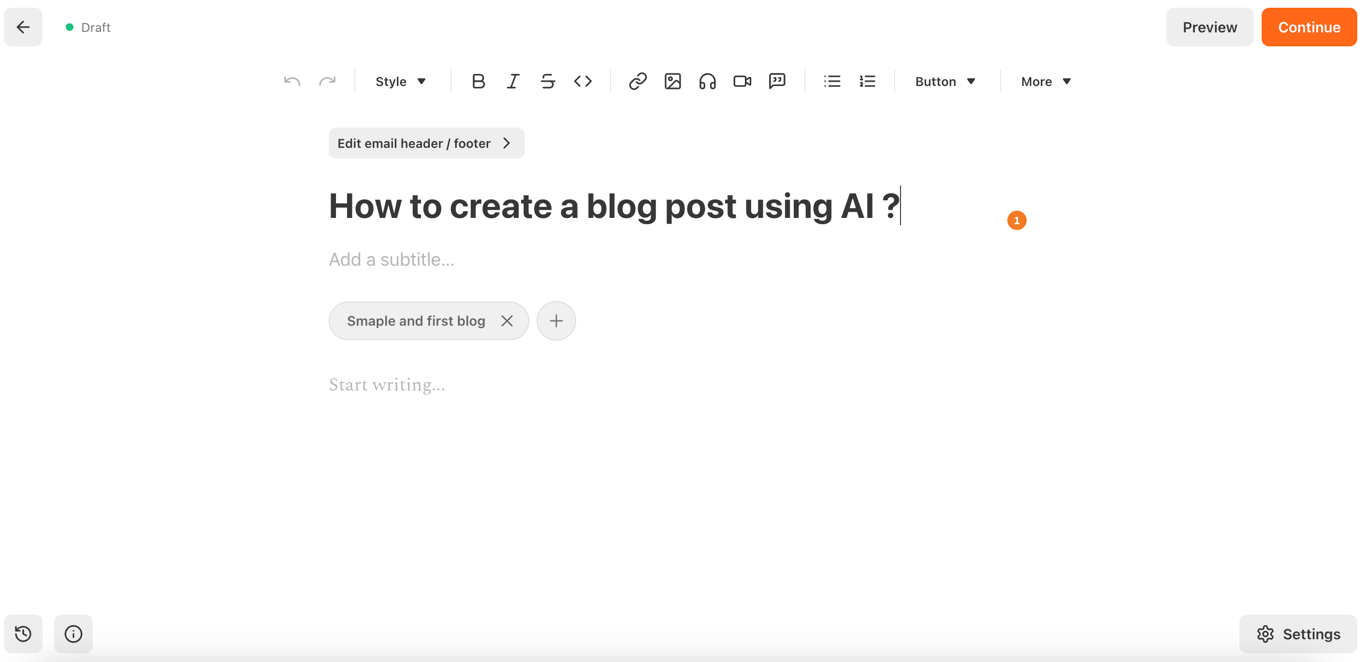 Substack Dashboard/Editor UI