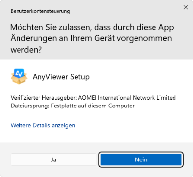 Dialog der Benutzerkontensteuerung von Windows