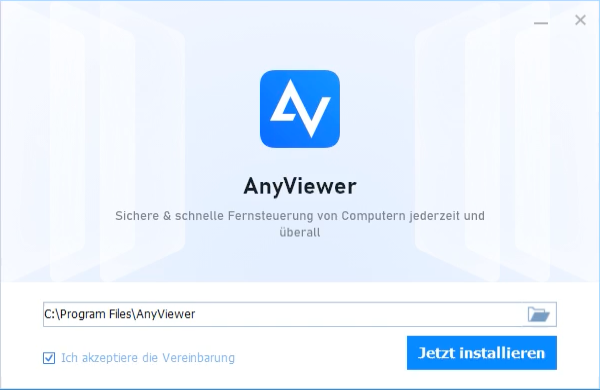 In welchem Pfad soll AnyViewer installiert werden?