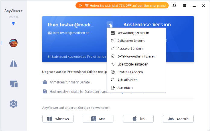 Personalisieren der AnyViewer App