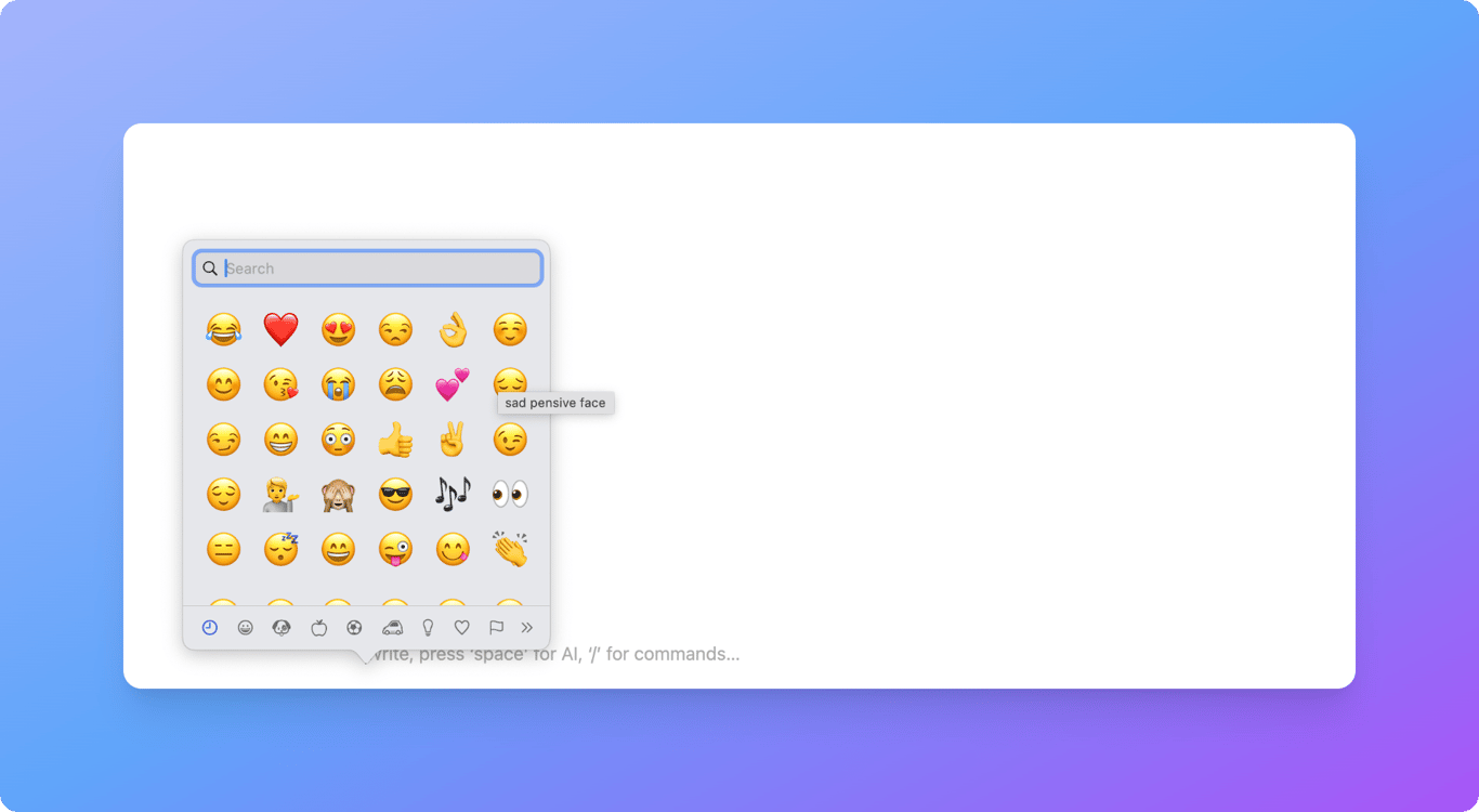 Inserting emojis into blocks