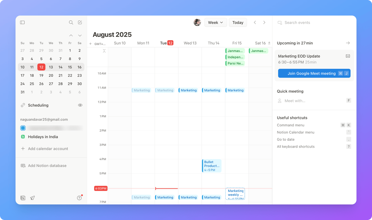 Notion Calendar with Google Calendar