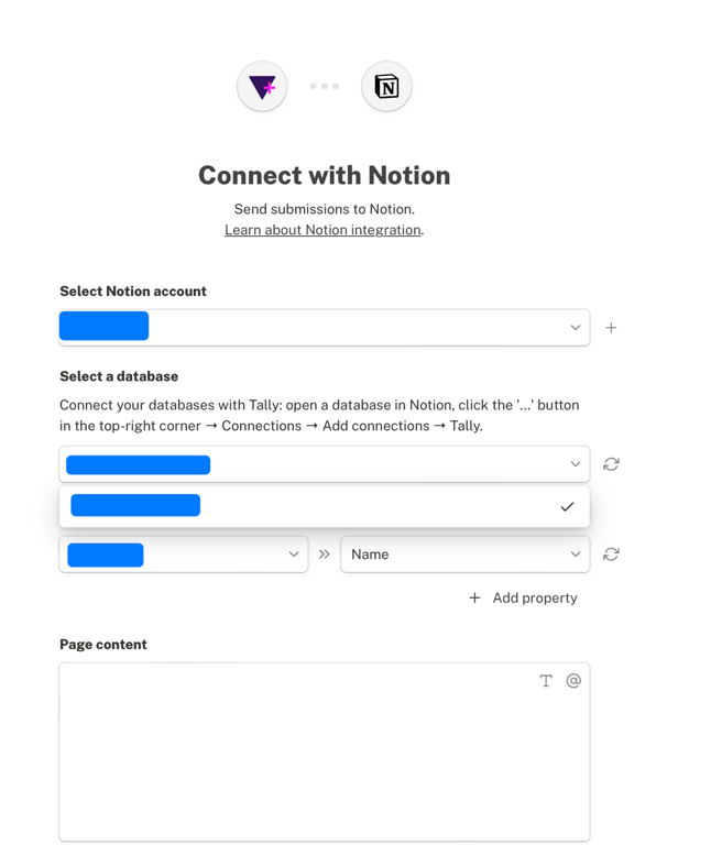 The dropdown only appeared after I had added data to my Notion database.