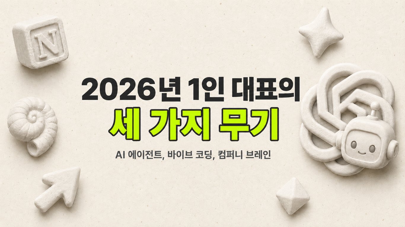 AI 에이전트, 바이브 코딩, 컴퍼니 브레인: 2026년 1인 대표가 일하는 세 가지 무기 - AI 네버슬립