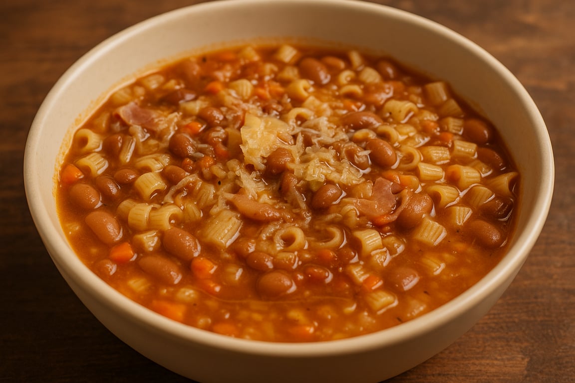 Pasta e Fagioli alla Leftovers — with Rancho Gordo Pintos, Cabbage & Lidl Magic