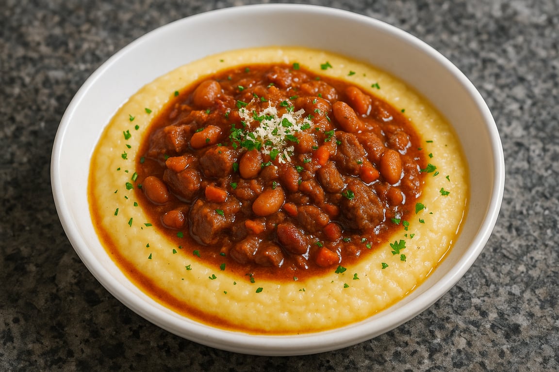 Rustic Pork & Cranberry Bean Stew with Shiitake Mushrooms and Tomatoes