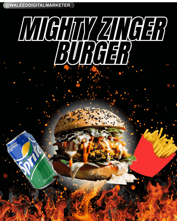  Food Promotion Banner – {Mighty Zinger Burger}