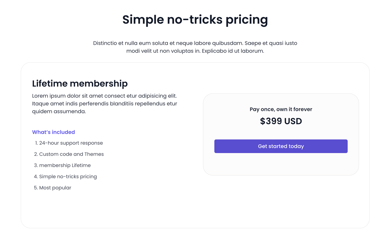 4. Single price with details